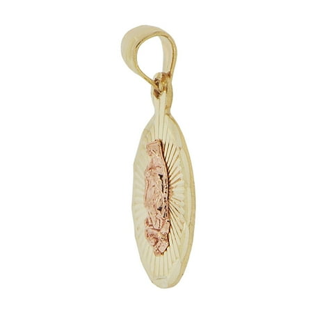 Small Virgin Mary Religious Pendant Oval Charm 11mm 14k Yellow /& Rose Gold